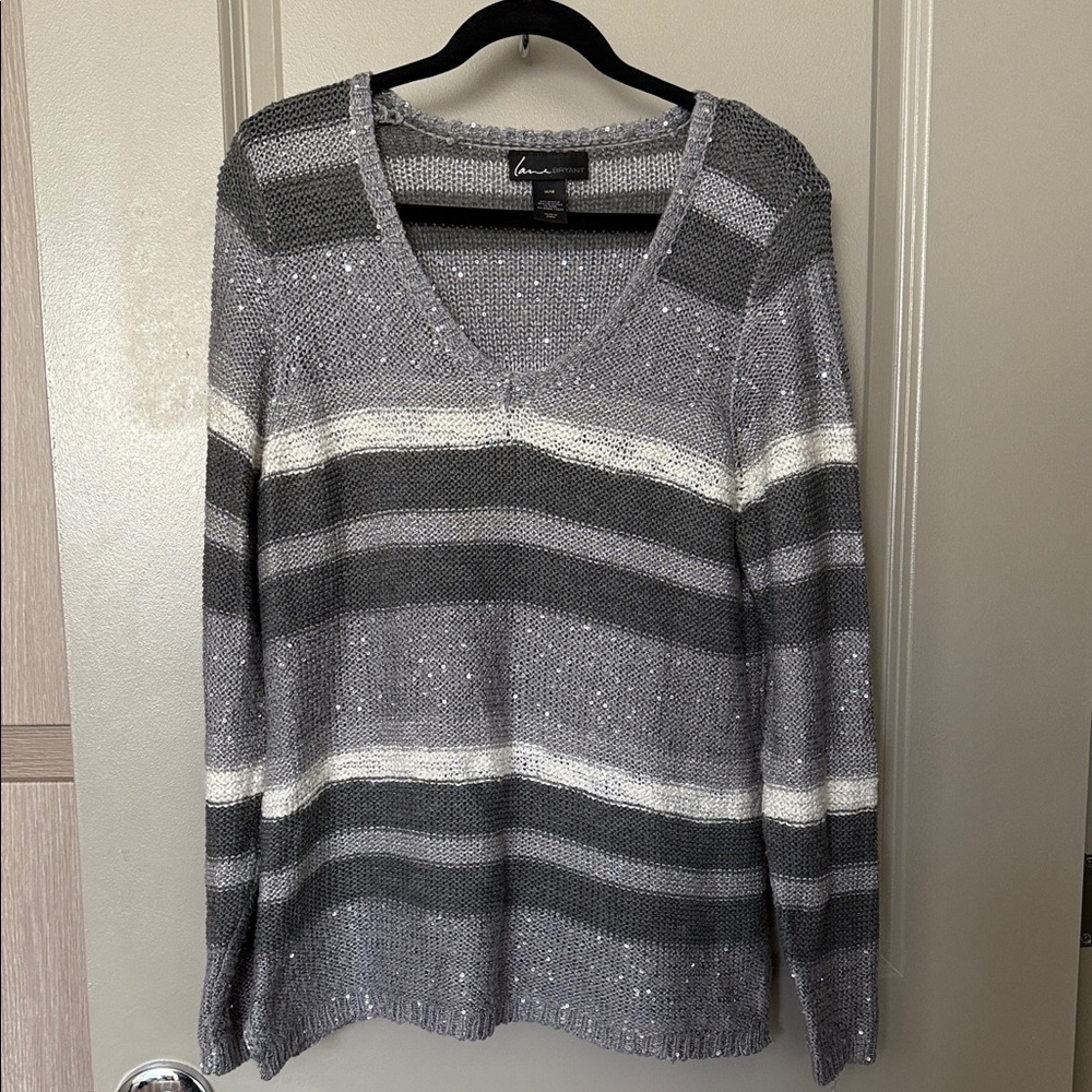 Lane Bryant**HOLIDAY COLLECTION**silver bling sparkle top sweater size 14 16 XXL